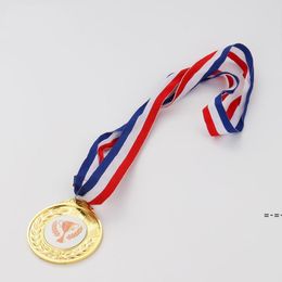 DHL Personalized Gilded Medals Sublimation Straw Pattern Design Medal Marathon Prizes with Lanyard RRE12353
