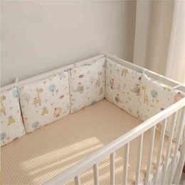 6pcs Muslin Cotton Crib Bumper Collision Baby Crib Protector Baby Bed Bumper Breathable Baby Bed Cushion Bedding Set 210812