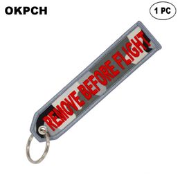 Key Fobs Chains Jewelry Red Embroidery Remove Before Flight Keyring Gift for Friends PK0104