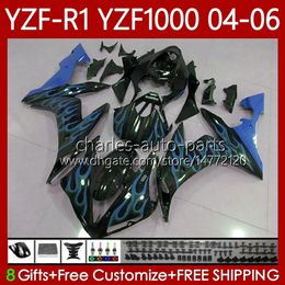 OEM Body Kit For YAMAHA YZF-R1 YZF1000 YZF R 1 1000CC 2004 2005 2006 Bodywork 89No.140 YZF R1 1000 CC YZFR1 Blue Flames 04 05 06 YZF-1000 2004-2006 Motorcycle Fairings