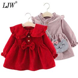 Baby Clothing 2021 Fall spring Wear Thick warm Baby Girls Princess Dress Velvet long-sleeve dress Party Dresses Baby Clothes G1129