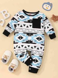 Baby Geo Print Patched Pocket Jumpsuit SHE