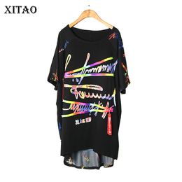 XITAO Print Pattern T Shirt Fashion New Women Irregular Pullover Small Fresh Summer Patchwork Elegant Loose Tee XJ4809 210306