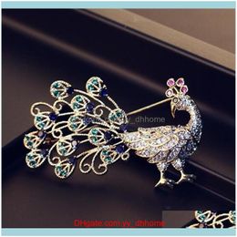 Pins, Brooches Jewelryfashion Luxury Peacock Handmade Inlaid Zircon Fashion Girl Clothes Aessories Pin Exquisite Temperament Female Brooch G