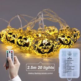 Strings Halloween LED Gold-plated Light Battery Box Remote Control Decoration Lamp Waterproof Pumpkin Lantern String Home AccessoriesLED Str