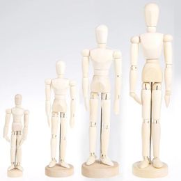 human mannequins Australia - Decorative Objects & Figurines Wooden Mannequin Wood Manikin With Stand Artist Human Figure Articulated Model For Drawing Or Desktop Decor 4