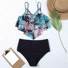 Women's Swimwear 2021 Women's Swimsuit Women's Leaf Print TANKINI High Waisted Swimsuit maillot de bain bikinis 2021 mujer Y0820