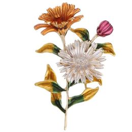 Pins, Brooches Pink Daisy Bouquet Enamel Metal Flowers Weddings Banquet Brooch Pins For Women And Men