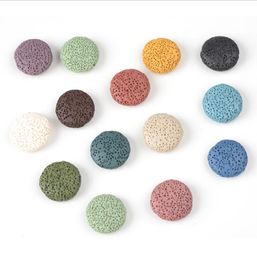 Loose 20mm Colourful Flat Round Lava Stone Bead DIY Essential Oil Diffuser Necklace Earrings Jewellery Making