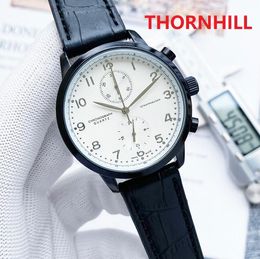 Mens Watch quartz movement chronograph multi functional Premium Leather Men Sports Watches