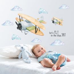 Children's room cartoon airplane stickers bedroom decor home decor wall poster self-adhesive wall sticker room decoration 210310