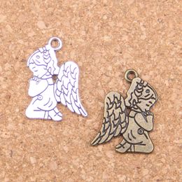 67pcs Antique Silver Plated Bronze Plated pray angel Charms Pendant DIY Necklace Bracelet Bangle Findings 24*17mm