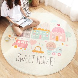 Cartoon Round Lamb Cashmere Home Living Room Non-Slip Carpet Sofa Bedroom Tatami Bedside Blanket Rugs 210301