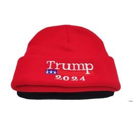 Donald Trump 2024 Hat Keep America Great Again Hat Cap Winter Knitted Wool Hats Unisex Embroidery Beanie Hat Fashion Hip Hop Hats RRA10817