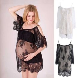 Lace See Through Maternity Dresses Sleepwear Studio Clothes Pregnancy Photo Prop Maternity Dress Photography Q0713