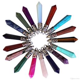 Healing Chakra Crystal Pendant Necklace for Women Men Energy Hexagonal Gemstones Point choker Jewelry Pendulum Stone Divination