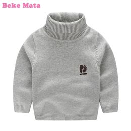 Kids Boys Sweaters Winter Casual Knitted Turtleneck For Girls Warm Thicken Cotton Boy Children Clothing 211201