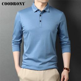 COODRONY Brand Spring Autumn High Quality Classic Casual Pure Colour 100% Mercerized Cotton Long Sleeve Polo-Shirt Men Tops C5069 210707