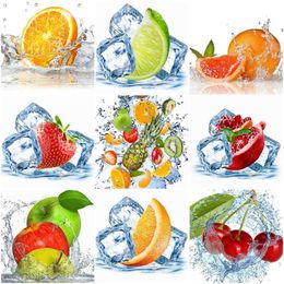 LZAIQIZG Embroidery Fruits 5D Diy Picture Of Rhinestones Cross Stitch Lemon Ice Diamond Mosaic Painting Kitchen Decor