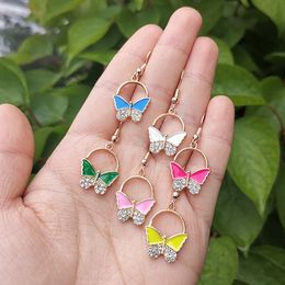 Colorful Enamel Butterfly Earrings for Women Cute Insect Dangle Earrings Wholesale Girls Jewelry Bijoux
