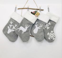 3pcs Christmas Decorations Stocking Non woven fabric Embroidered stockings for elk