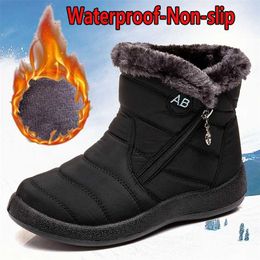 Women's Ankle Boots warm Snow Fur Boots Winter Shoes For Women Waterproof Padded Boots Footwear Botas Mujer Bottines Size44 211009
