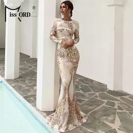 Missord Women Sexy O Neck Long Sleeve Backless Sequin Dresses Female Bodycon Maxi Dress Multi Evening Party Dress FT19747-1 210309