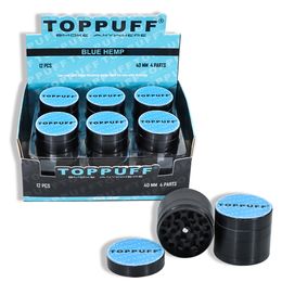 TOPPUFF Blue Smoking 40*37 MM Metal Tobacco Herb Grinder 4 Piece Herbal Grinders Smoke Pipe Accessory