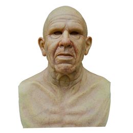 Horror Game Headgear Latex Cosplay Party Props soft old grandpa Face mask Pale maka Halloween