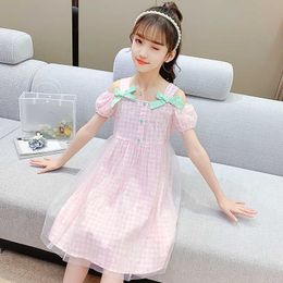 Girls dress 2021 summer fashion new plaid pattern beach skirt girls bohemian casual children's clothing wholesale 110-160CM Q0716