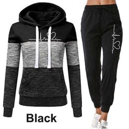 New Fahsion Womens Casual Hoodies+ Pants 2 Piece Suit Ladies Tracksuits Sports Set Jogging Trousers Y0625