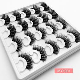 Soft Curling 10 Pairs Mink Fake Lashes Set Thick Natural 3D False Eyelashes Extensions Eye Makeup Accessory Handmade Reusable DHL Free