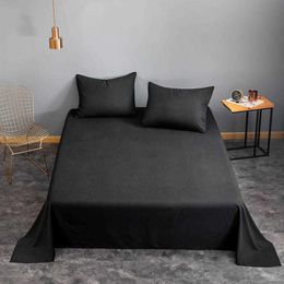 Bonenjoy 1pc Queen Bed Sheet for Single Bed Linens Double Size ropa de cama Solid Colour Queen Sheet Sets(Pillowcase need order) 210626