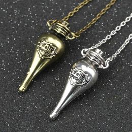 Magical Potion Necklace Liquid Luck Bottle Vingtage Antique Bronze Silver Color Pendant Movie Jewelry Wholesale X0707