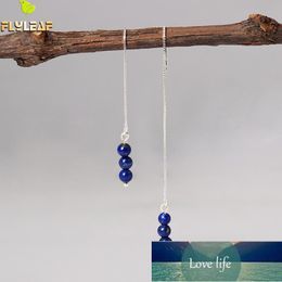 Flyleaf Natural Garnet Lapis Lazuli Turquoise Bead Long Earings For Women Real 925 Sterling Silver Drop Earrings Fine Jewellery