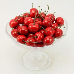 fake cherries plastic UK - Party Decoration 10pcs Artificial Plastic Cherry Fruit Fake Display For Kitchen Home Foods Decor Ornament Supplies