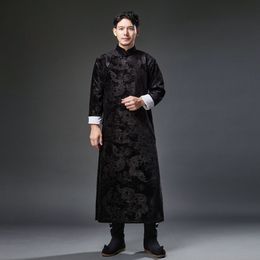 Ethnic style stage wear Men Tang suit Oriental wedding cheongsam vintage Hanfu male dragon robe Traditional Chinese New Year festival clothing