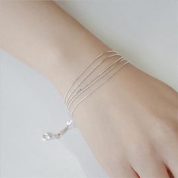 Link, Chain Trendy Multi Line Bracelets For Girl Jewellery Charm Silver Plated Bangles Women Party Accessories Female Fashion Bijou