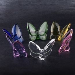 Colored Glaze Crystal Butterfly Ornaments Home Decoration Crafts Holiday Party Gifts