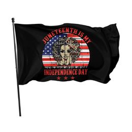 Juneteenth is My Independence Day 3x5ft Flags Queen Melanin African American Women100D Polyester Banners Outdoor Vivid Colour High Quality With Two Brass Grommets