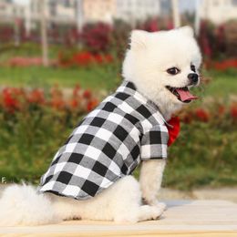 Pet Clothes Dogs Plaid Striped Shirt Suit Wedding Dress Puppy Coat Teddy Bear Pomeranian Vest Small-Medium Dog Cat Pet Costume RRD13073