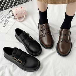 2021 Spring Women Oxford Shoes Double Buckle Lolita Shoes Round Toe Leather Casual Shoes For Girls Female Platform 8947N