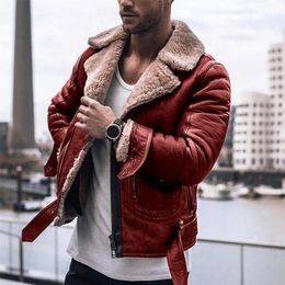 Men's Jackets 2021 Autumn Faux Leather Coat Long Sleeve Plus Size Men Jacket Casual Winter Windproof Fluffy Zipper Lapel Overcoat