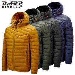 Casual Parka Jacket Men Hooded Solid Color Fashion High Quality Coat Warm Big Size 210910