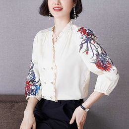Korean Fashion Chiffon Women Blouses Office Lady Shirt and Blouse Autumn Long Sleeve Shirts Plus Size XXXL/5XL Womens Tops 210531