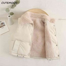 Autumn Winter Boys Girls Sleeveless Hooded Vest Jacket Cartoon Print Coat Kids Warm Outwear Clothes 210818