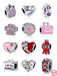 Other European Mom Rose Dog I Love To Travel Spacer DIY Fine Beads Fit Original Charms Silver 925 Bracelet Jewellery