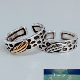 925 Sterling Silver Gold Colour Feather Thai Silver Colours Opening Rings for Women Men Jewellery Wholesale