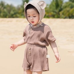 butterfly petals Australia - INS Korean Australia Quality Kids Clothing Sets Knitted Summer Tops with Shorts 2pieces Outfits