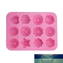 12 Grid 3D Flower Star Heart Shape Silicone Chocolate Pudding Cake Mold Handmade DIY Craft Ice Cube Tray Cake Biscuit Mold